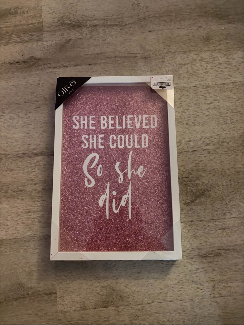 & Other Stories Pink Glitter "She Believed She Could So She Did" Wall Art